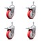Service Caster 5 Inch Red Polyurethane Swivel 3/8 Inch Stem Caster Set with Total Lock Brake SCC-TSTTL20S514-PPUB-RED-381615-4 - alternate 1